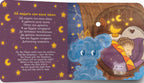 My first ukrainian book that sings lullabies sample pages.  Song - Oh the dream walks near the windows with an image of a cloud watching a little hedgehog sleep.