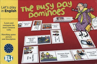 The Busy Day Dominoes - Level A2-B1. Learn and conjugate the most common verbs.