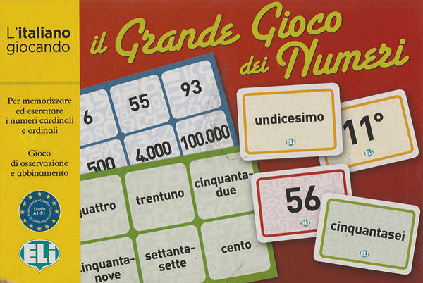 Il Grande Gioco dei Numeri è un simpatico gioco in lingua italiana di livello A1-B1 molto conosciuto per esercitare piacevolmente i numeri cardinali e ordinali.