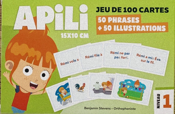 Apili - Jeu de 100 cartes - 50 phrases et 50 illustrations