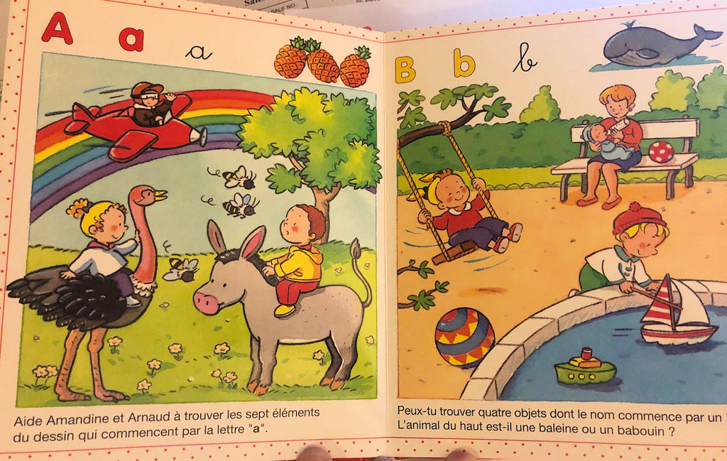 Imagerie des tout-petits, L' Alphabet | Aide Amandine et Arnaud à trouver les sept éléments du dessin qui commencent par la lettre "a".