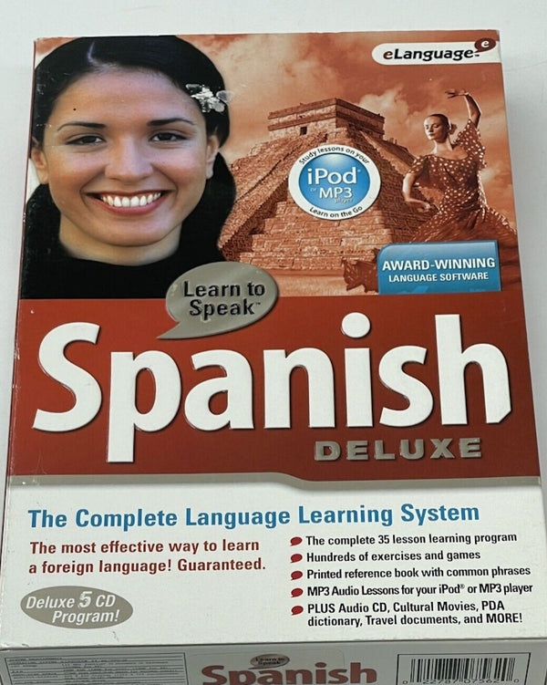 Learn to Speak Spanish Deluxe v.9.5 interactive software is the equivalent of 2-3 years of high school Spanish.