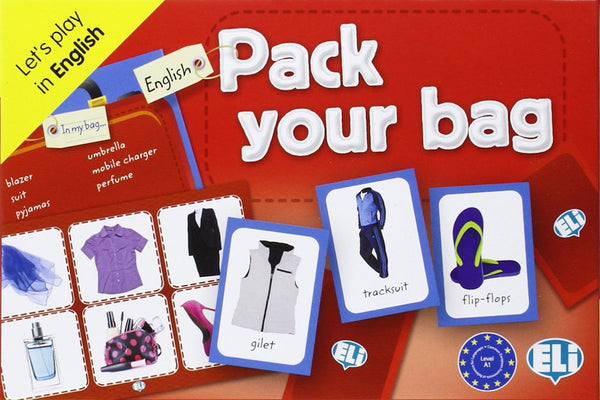 Pack your Bag is a card game in which the players have to pack their ‘suitcase’ and try to obtain all of the items on their list. The game can also be used for playing bingo.